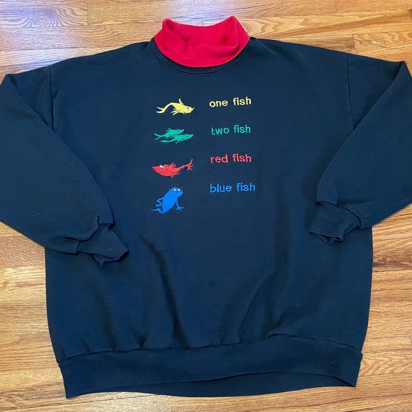 Vintage 80s/90s Dr. Suess Mens XL Jerzees Turtleneck Crewneck Sweatshirt